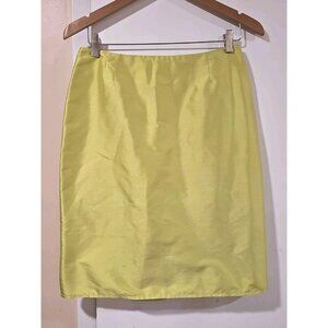 Vintage Louben 100% Silk Skirt Sz8 Yellow Green Career Office Business Old Money